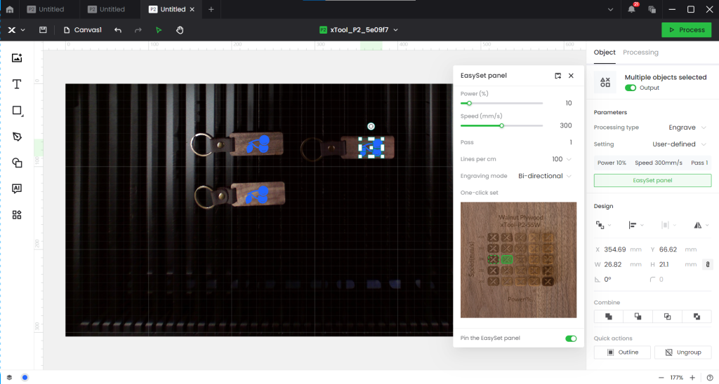 use xTool P2 to batch engraving