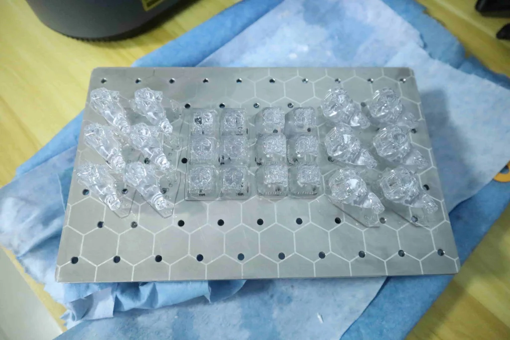 Earphone housings and keycaps printed by PAT10 transparent resin