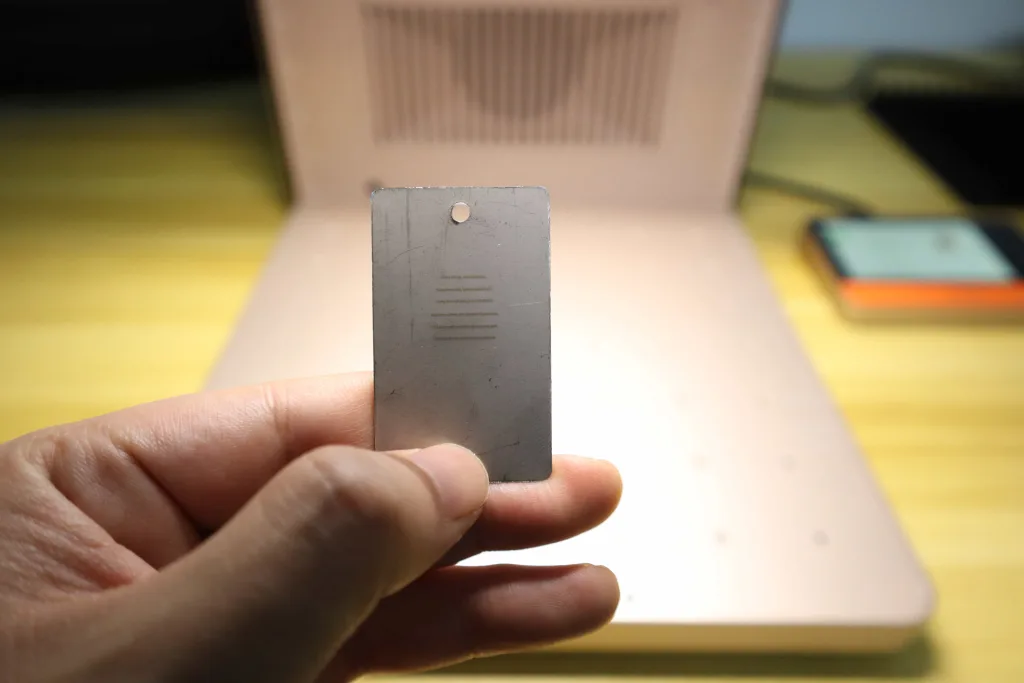 0.3 mm letter height engraving for English poetry on stainless steel.