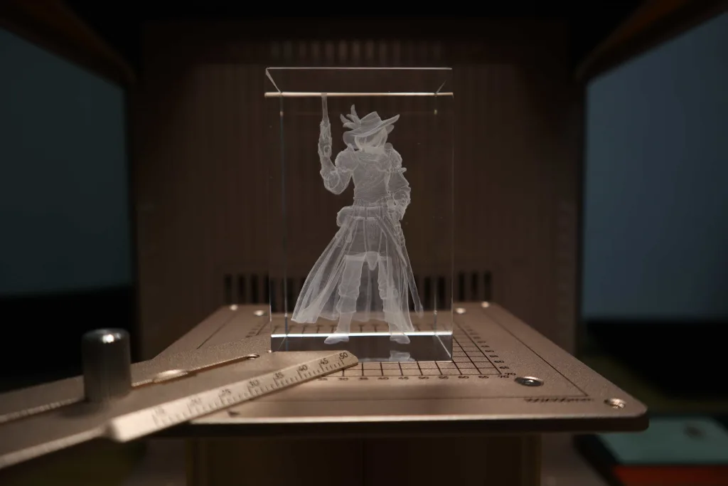 Miniature 3D crystal engraved by xTool F2 Ultra UV laser engraver