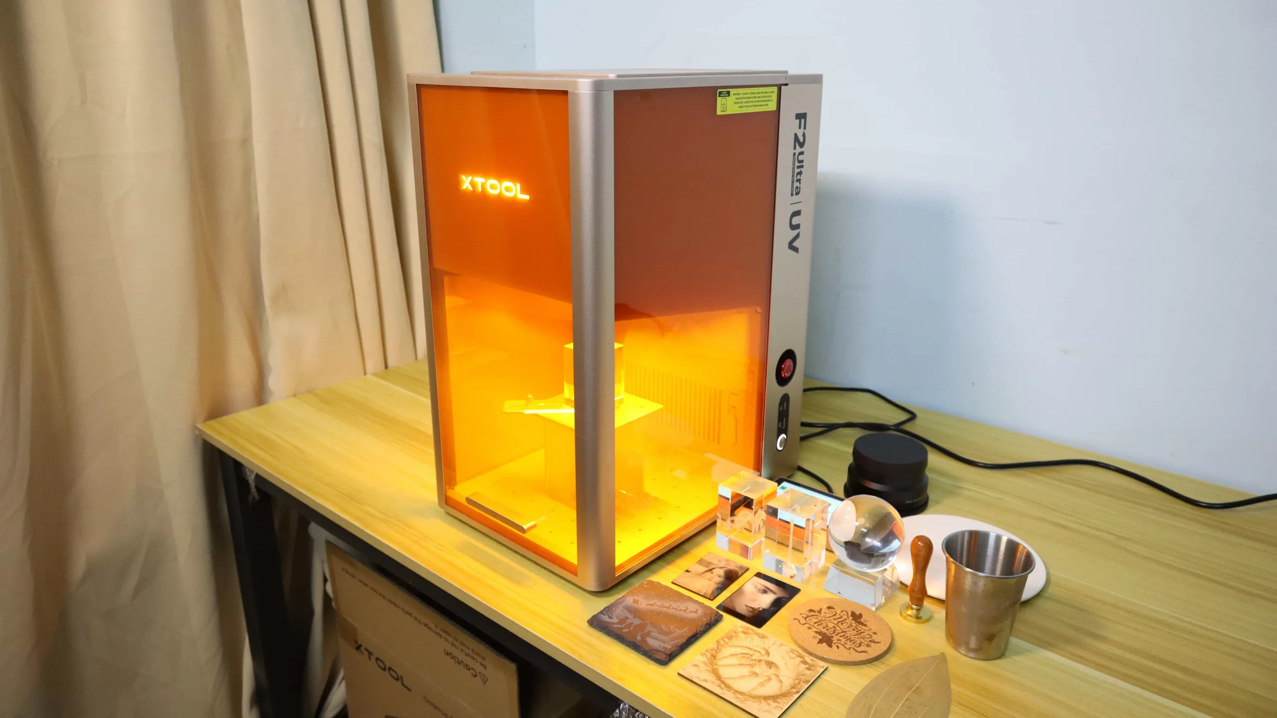xTool F2 Ultra UV Laser Engraver and engraving works on various materials