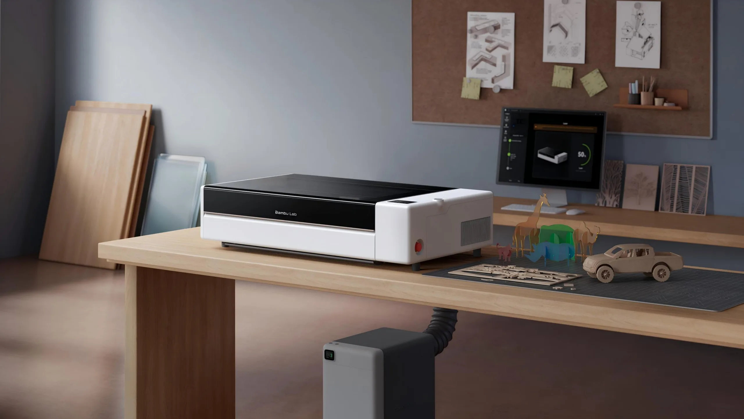 Bambu Lab R1 Launched: A 55W CO2 Laser That Aligns Its Own Mirrors in One Minute